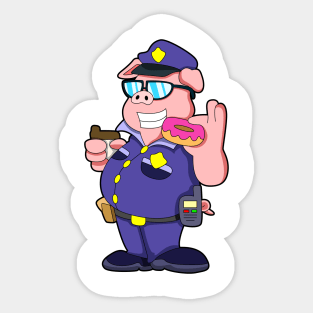 Pig as Police officer with Sunglasses & Donut Sticker